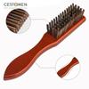 CESTOMEN Professioneller Friseur-Halskehrbürstenkamm aus massivem Holz mit Nylonborsten, Reinigungsbürste für Haarschnitte, Verblassen für Männer