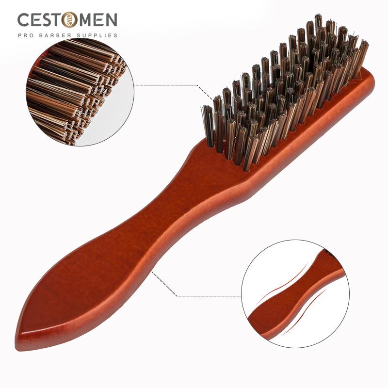 CESTOMEN Professioneller Friseur-Halskehrbürstenkamm aus massivem Holz mit Nylonborsten, Reinigungsbürste für Haarschnitte, Verblassen für Männer