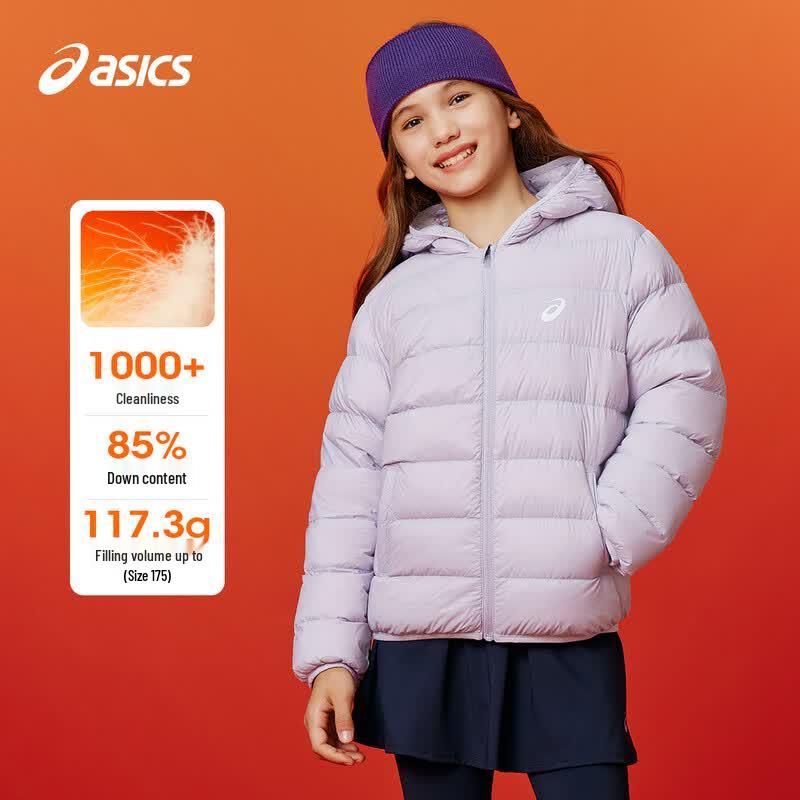 Детская трехслойная легкая пуховая куртка Asics Зима 2025 150 светло-фиолетовый
