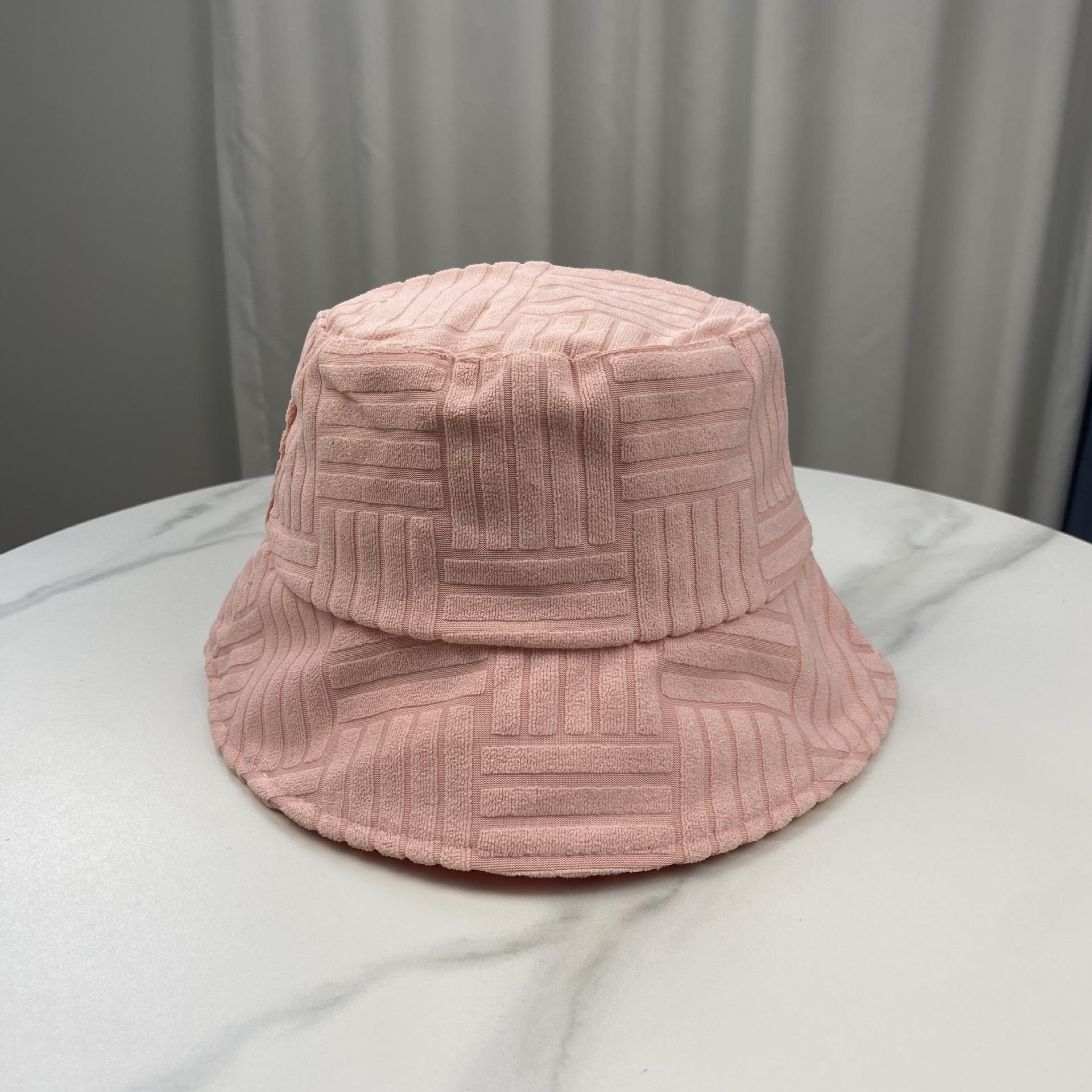

Fashion 2024 new women/men towel Bucket hat casual stripe monochrome sunscreen hat One Size розовый