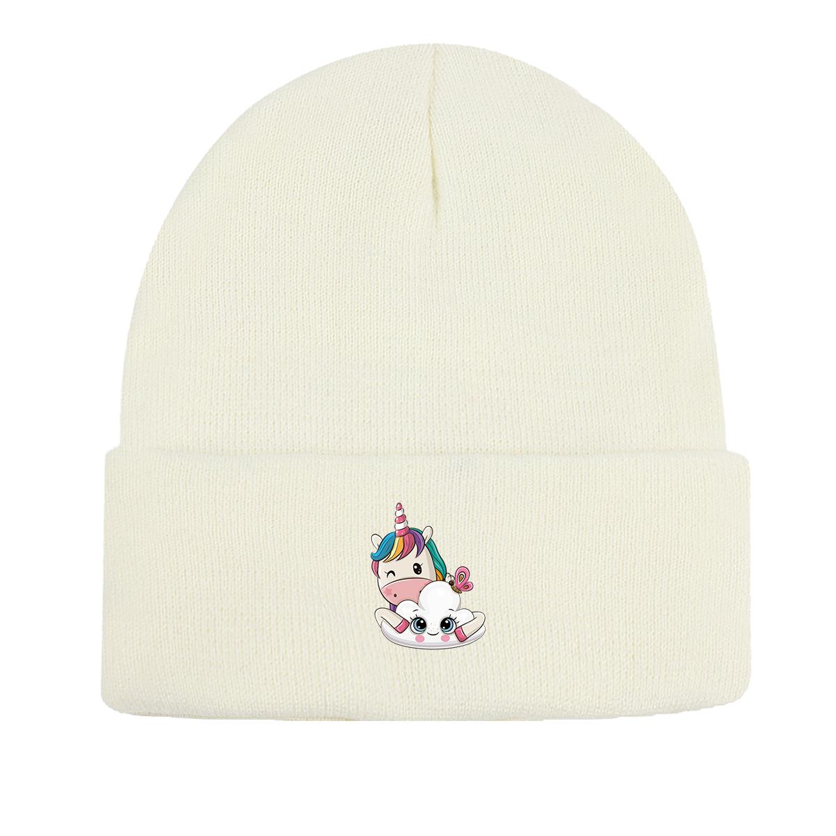 

Теплая вязаная шапка Unicorn Cloud Beanie, женская шапка Cancer Chemo Fit Unisex Headwear Knit Hat Beanie as the picture белый