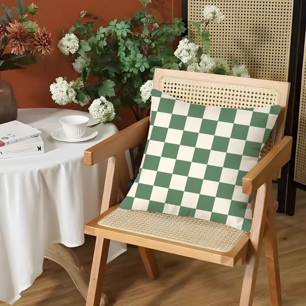 Fashion Checkerboard Plaid Cushion Cover Silky Short Plush Invisible Zipper Dustproof Sofa Pillow Case for Home Decor