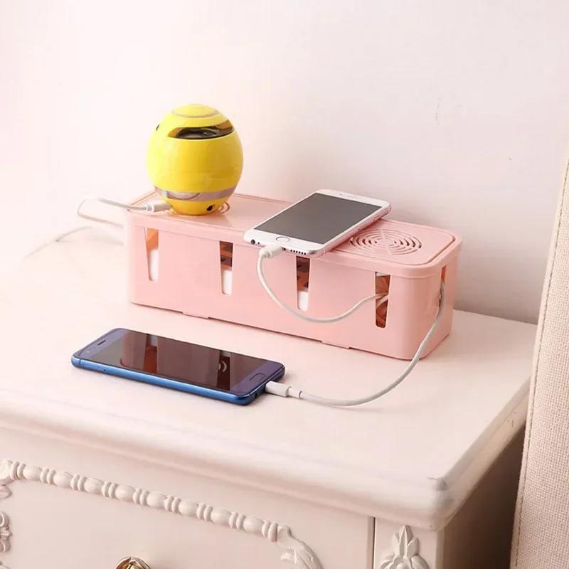 Plug Extension Charge Case Bin Socket Bar Cable Holder Cord Outlet Boxes Office Home Power Board Storage Desktop Strip Organizer