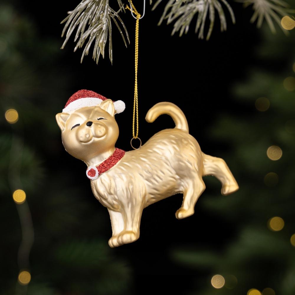 Delicate Christmas Cat Dog Pendant Kitten Christmas Hanging Novelty Christmas Tree Decor Bedroom