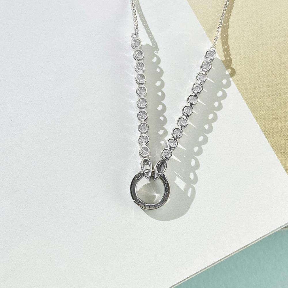 Faux Diamond Necklace Universal Pendant Clasp High Carbon Imported Light Luxury Collar Chain Jewelry For Women