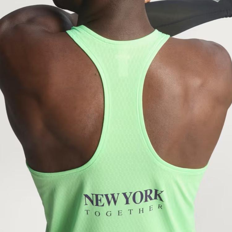 Adidas Adizero Tank Tops Men's Lime Dazzling Color Crew Neck Moderate Racerback JY6999