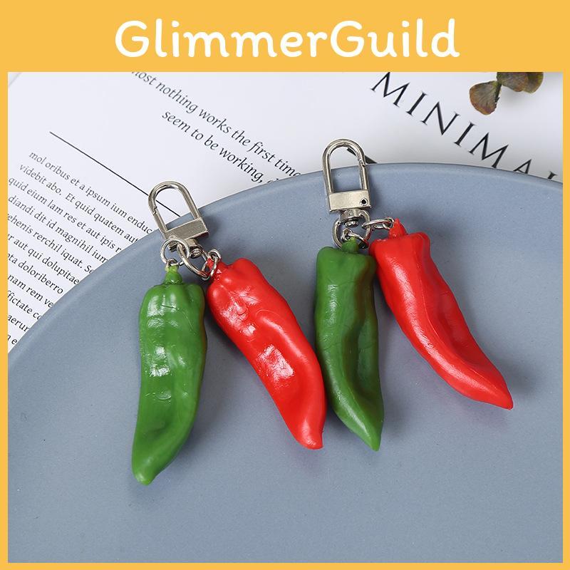 Realistic Red And Green Bell Pepper Keychain Creative Vegetable Bag Pendant