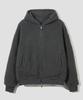 Agod Reversible Heavy Fleece Boa Hooded Zip-Up [Charcoal]
