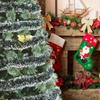 2M Christmas Garland Tinsel Decoration Green White Edge Snowflake Hanging Ornament Party Mall Kindergarten Home Festival Decor