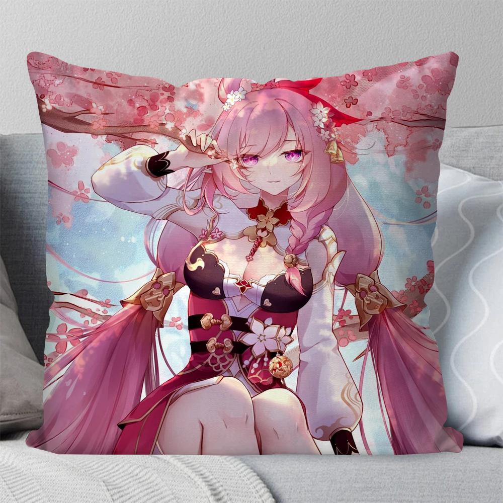 1pc Elysia Animation H-Honkai I-Impact 3 Pillow Case Square Pillow Bedroom SofaLeisureComfortCarLivingRoom Home Decoration 40X40