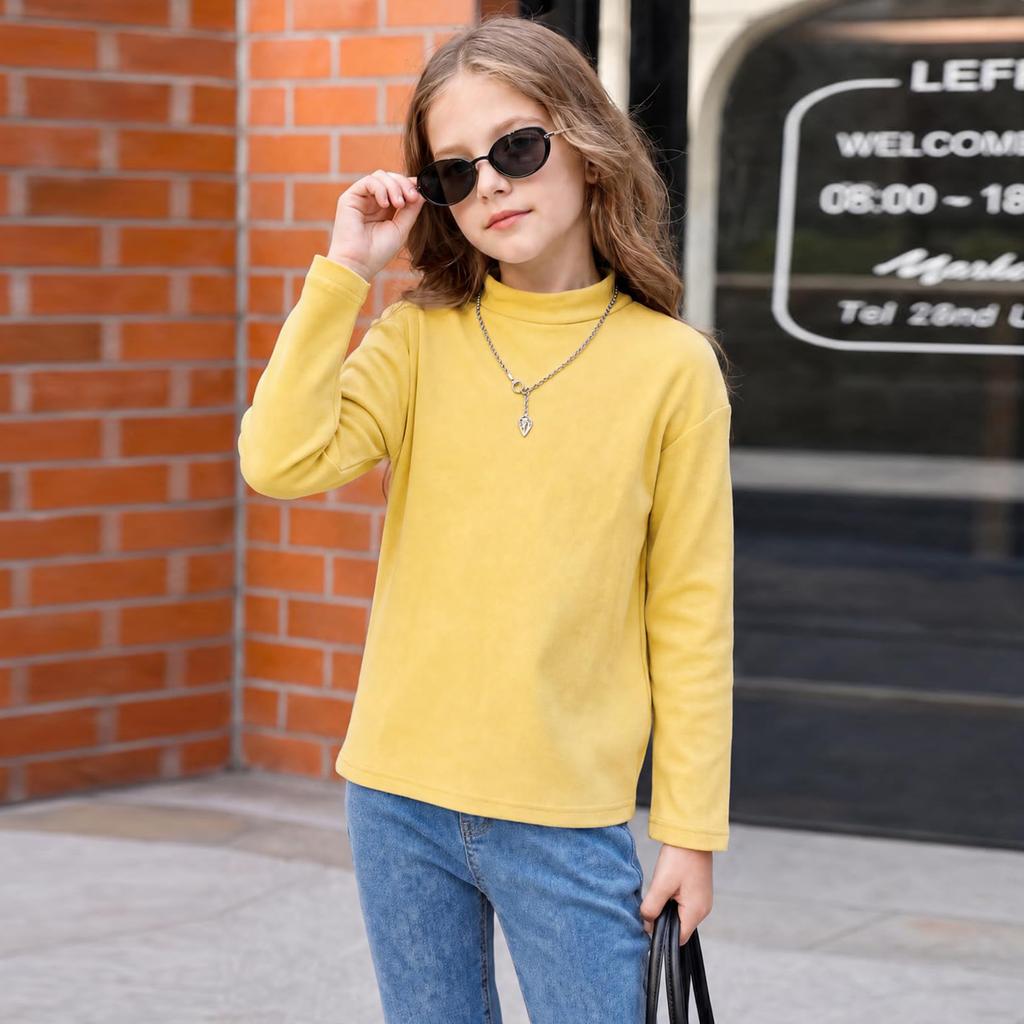 Boys and Girls Mock Neck Long Sleeve Thermal Shirt - Fashionable Kids Base Layer Top