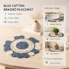 Blue Cotton Braided Placemat -Handcrafted Durable Table Mat for Dining