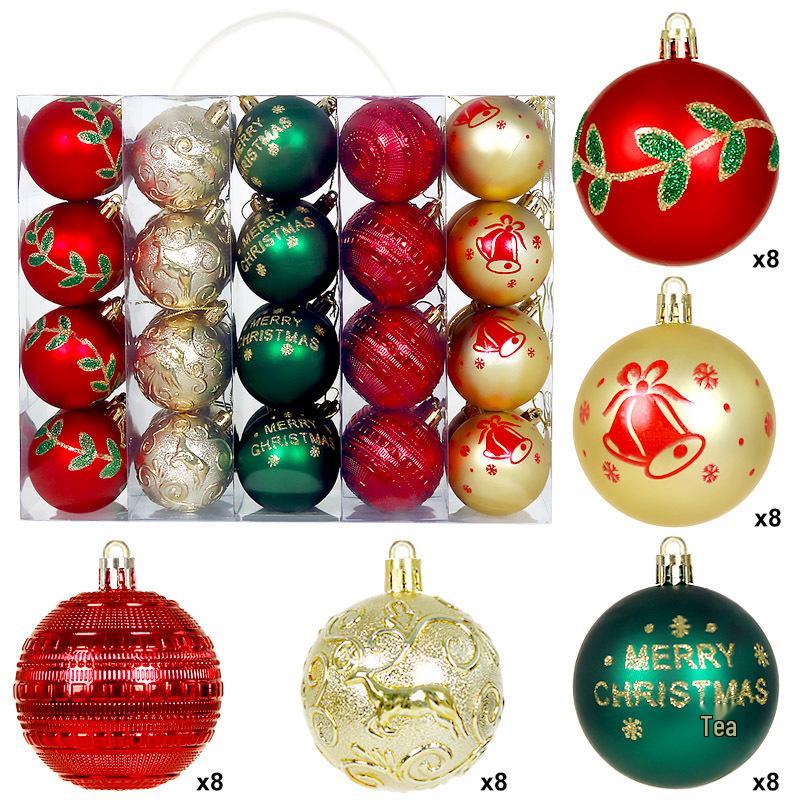 Cross-border Christmas Ornament Set: 40 Decorative 6CM Painted and Plated Plastic Balls.