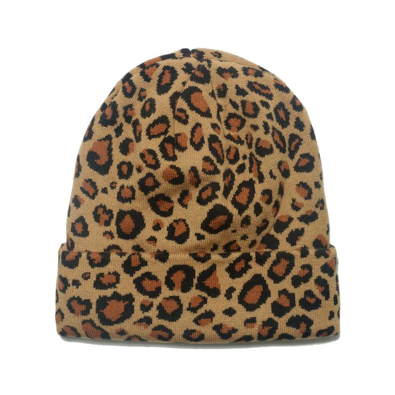Shein autumn and winter new wool hat fashion versatile thermal hat casual cycling ear hat leopard print knitted hat women