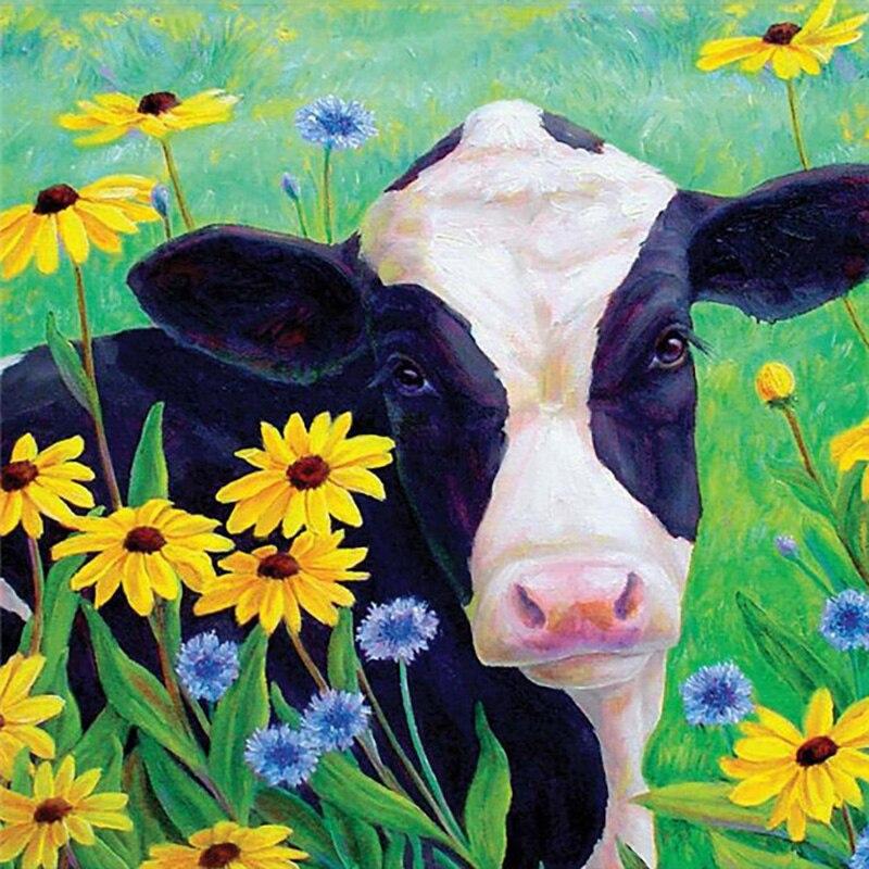 Nou Tablou 5D DIY cu Diamante, Bovine, Broderie cu Diamante, Animale, Cusătură în Cruce, Burghiu Rotund Complet, Artizanat Manual, Decor Acasă, Cadou