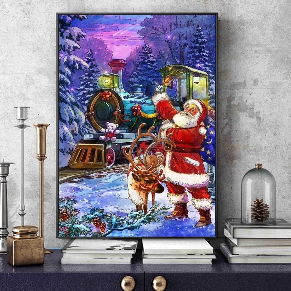 Acheter Affiche de dessin animé du Père Noël pour salon, décoration de la  maison, peinture sur toile nordique du Père Noël, Art mural, Cuadros, sans  cadre | Joom, image size:1000x1000