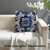 Blue Damask Floral Throw Pillow Cover Vintage Baroque Medallion Print Decorative Cushion Case For Sofa Living Room Home Decor
