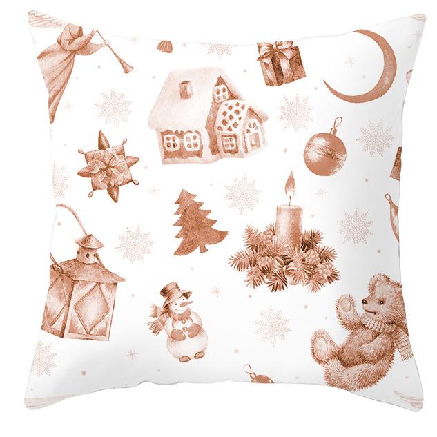 New Pink and Gold Christmas Peach Leather Velvet Pillowcase Festive Home Decoration Pillow Cushion Cover