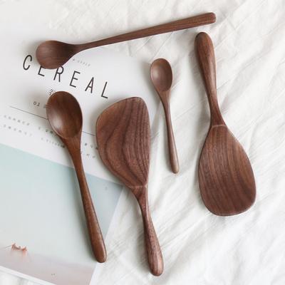 Black Walnut Wooden Spoon Tableware Honey Coffee Soup Spoon