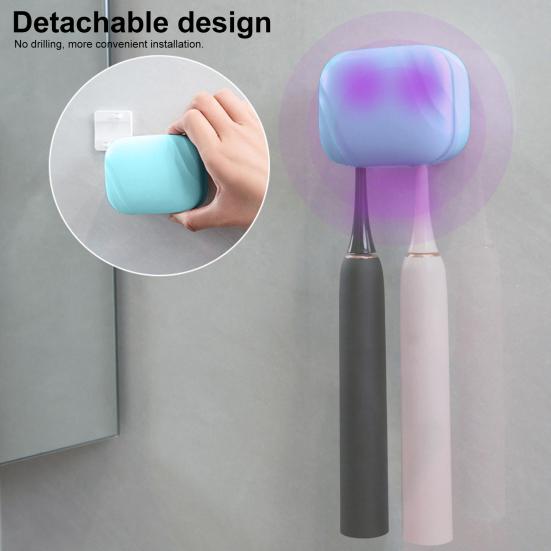 Toothbrush Holder UV Sanitizer Punch-free Wall-mounted Anti-slip USB Rechargeable Travel Home Toothbrush Cleaner Case for All Electric And Manual