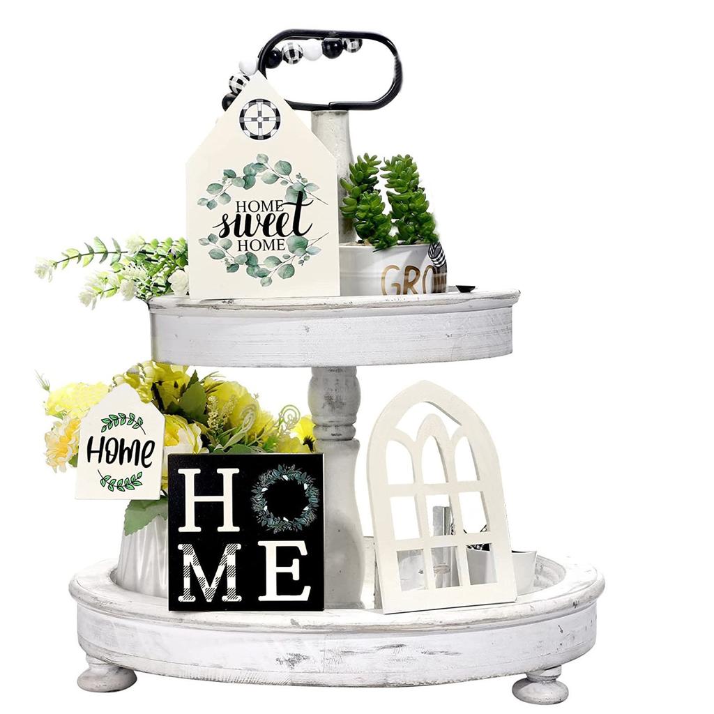 Trä Portioneringsbricka Dekorativa Prydnader Hem Bordsdekorationer 4ST