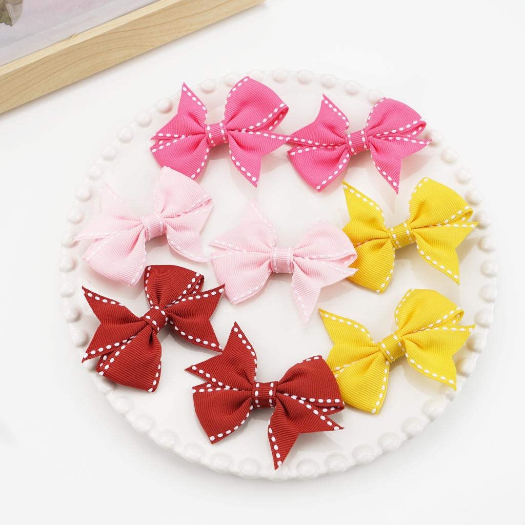 40pcs 2inch Color Ribbon Bows with Dots Hair Clips for Baby Girls Handmade Bowknot Hairpin Barrettes Children's Hair Accessories