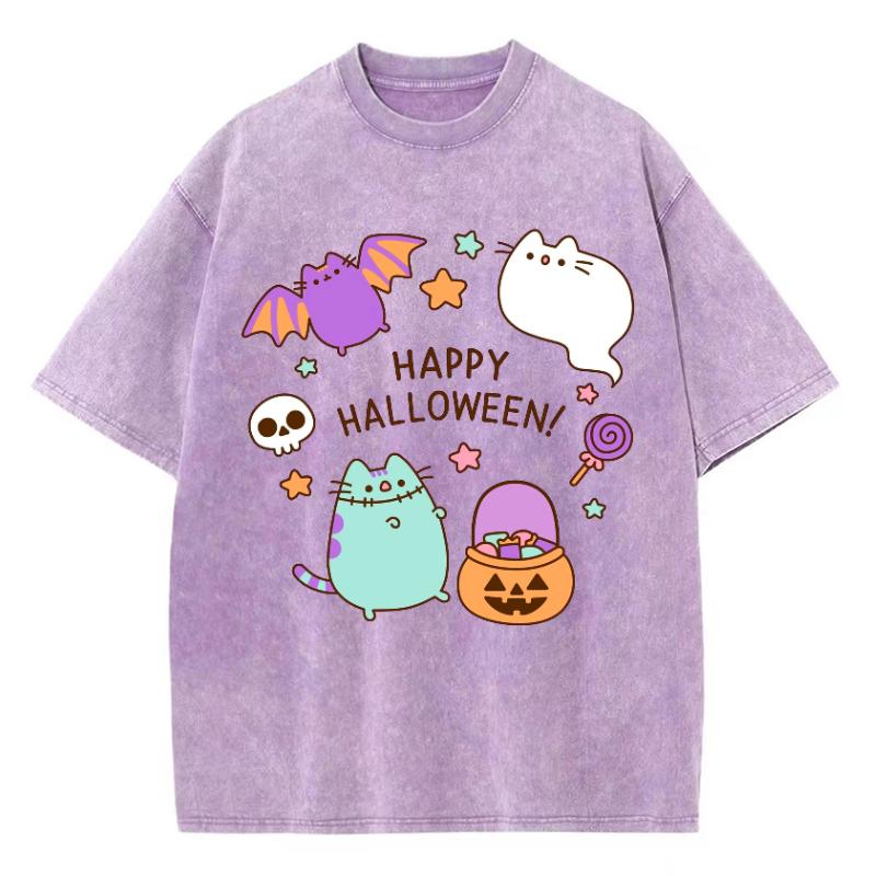 

Y2k Хэллоуин Милый стиль Принт тыквы Женская футболка Свободная с круглым вырезом Короткий рукав Унисекс Повседневный Простой топ S