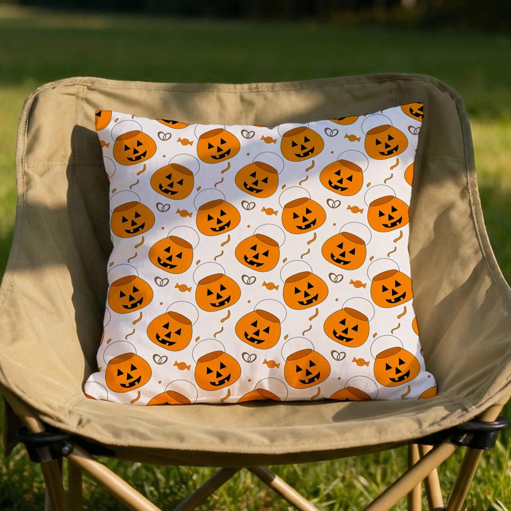 Cute Halloween Scary Pumpkin Cushion Cover Soft Reversible  Durable Pillow Cover  MultiScene Use for Home  Car Daily Comfort