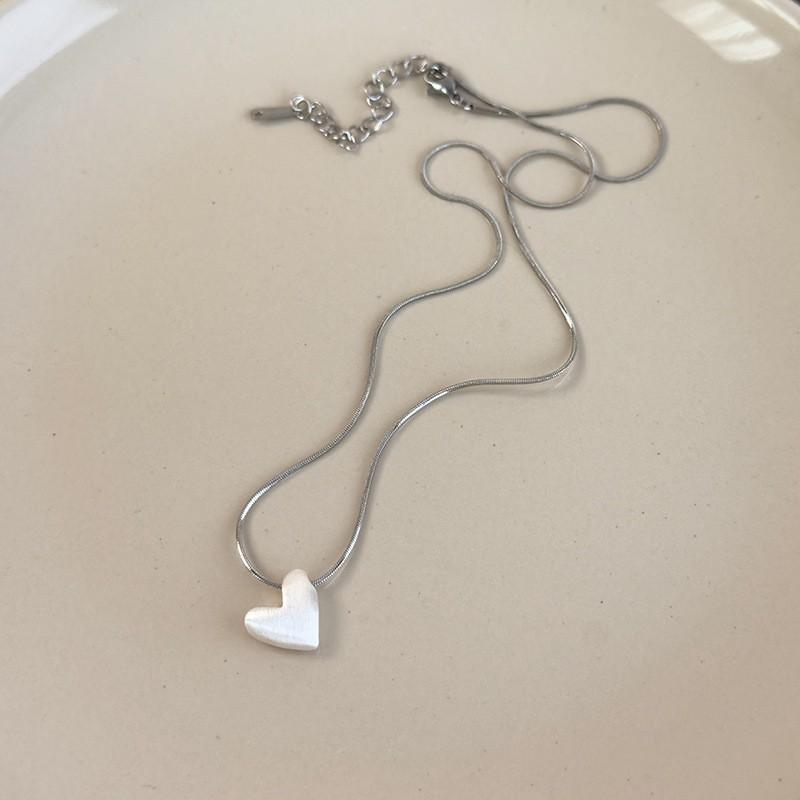 Minimalist Geometric Pendant Necklace Women Stainless Steel Snake Chain With Heart Irregular Shape Alloy Charm
