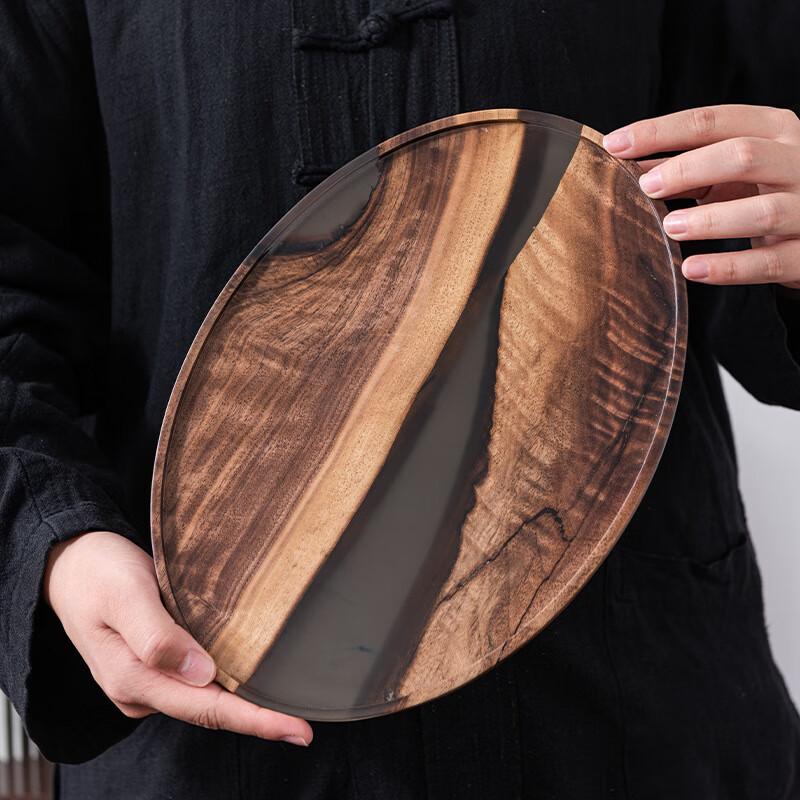 Japanese Style Oval Walnut Dry Tea Tray
