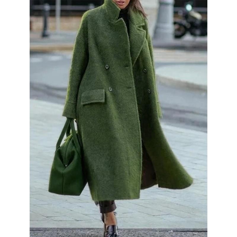 Womens Long Wool Blend Coat Winter