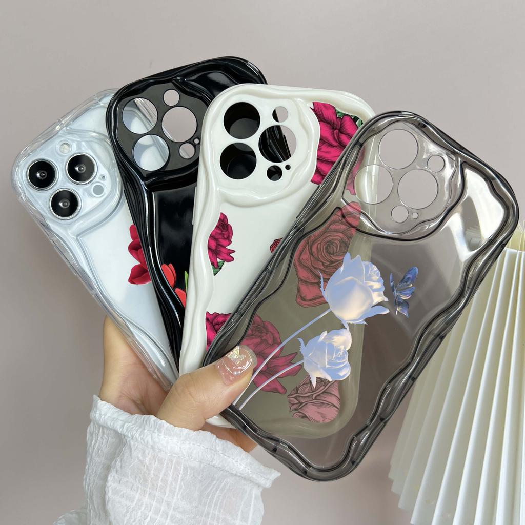 LZ16 Flower Clear Soft Wave Phone Cases for iPhone 15 13 Pro Max 12 Mini 14 8 Plus XS Max XR 6 Protection Back Cover