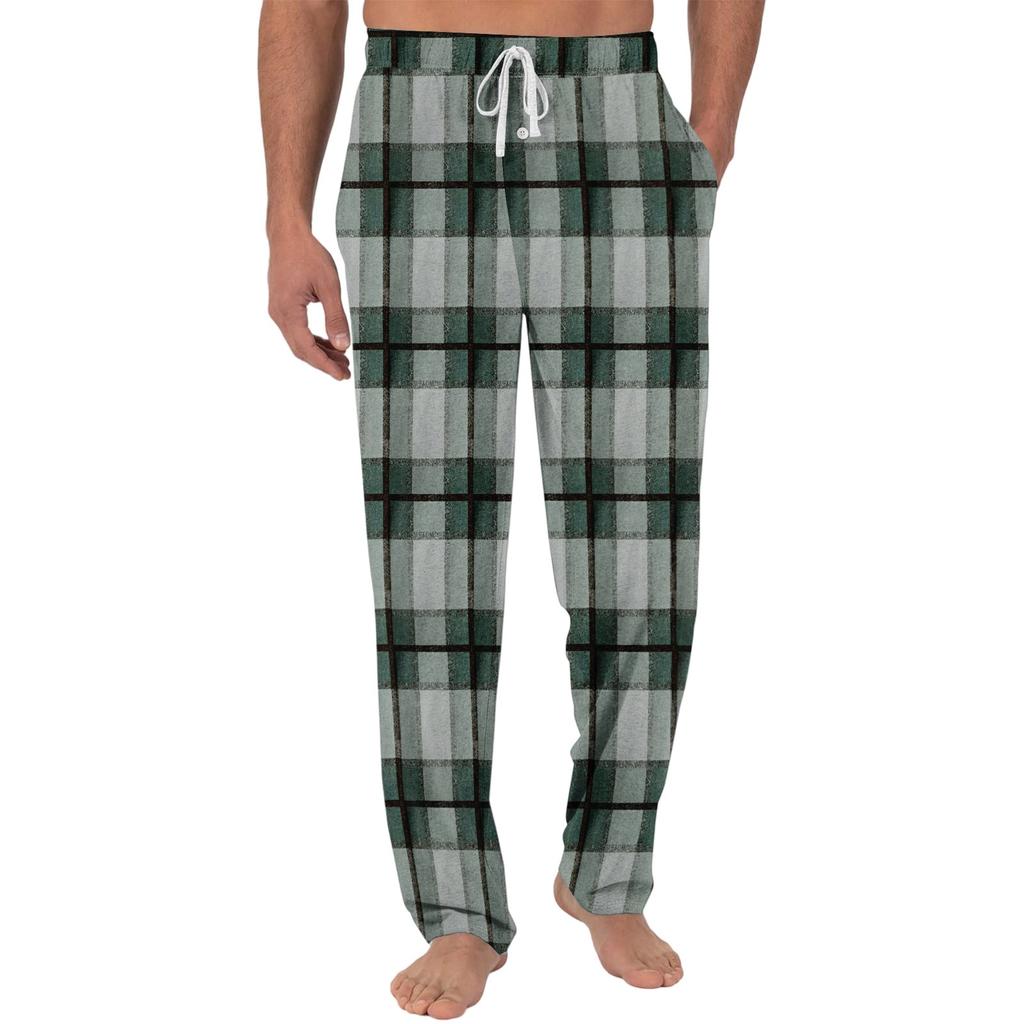 Herren Freizeit Pyjamahose mit Taschen | Einfarbig Gestreift Kariert Bedruckt Lockerer Schnitt Elastischer Bund für Zuhause