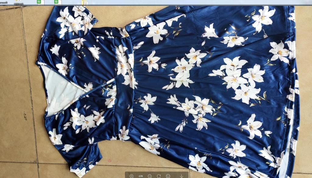 Women's New Summer Printed V-Neck Design Temperament Mid Length Dress