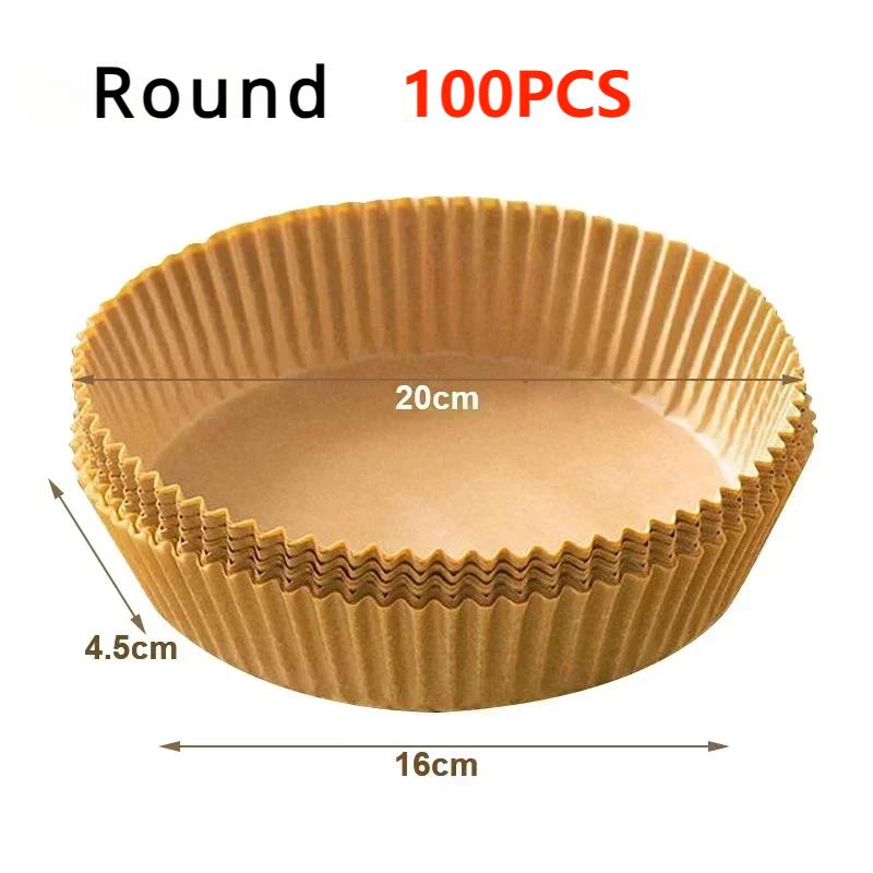 50 Stück/Set Einweg-Papierpergament für Heißluftfritteuse Holzzellstoff Dampfgarer Käsekuchen Heißluftfritteuse Zubehör Backpapier für Heißluftfritteuse