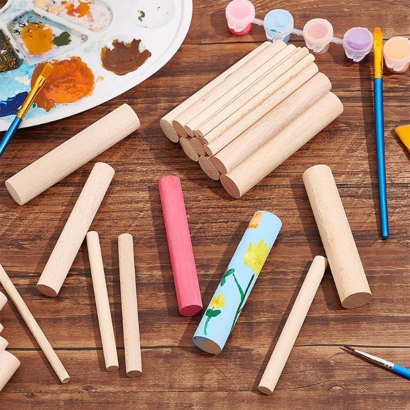 10pcs Wooden Dowel Rods, Unfinished Hardwood Sticks Dowel Rods Wood Sticks for Craft and DIY Macrame Dowel Wooden Poles