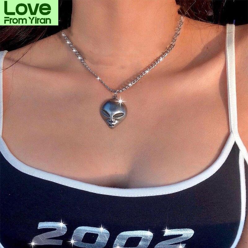 Hip Hop Metal Round Bead Chain Choker Necklace For Women Punk Vintage Fox Noodle Pendant Necklace Fashion Jewelry Party Gifts