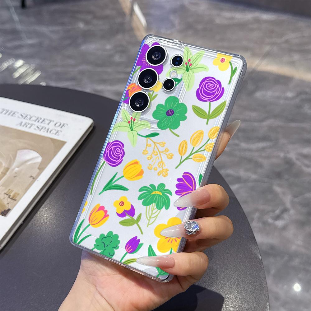 Vibrant Floral Pattern Phone Case for Samsung Galaxy S26 S25 S24 S23 S22 S21 S20 FE Plus Lucency TPU Protection Cover