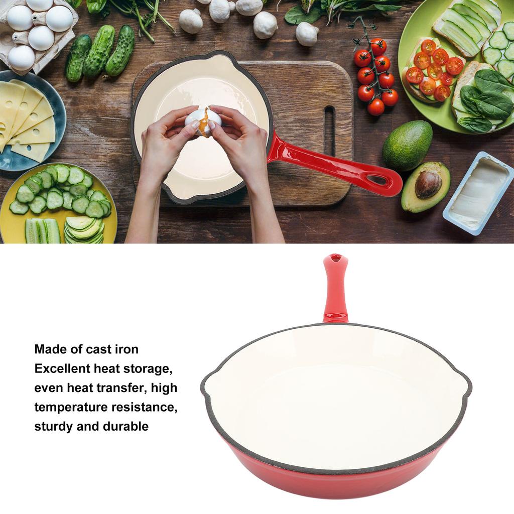 Cast Iron Frying Pan Enameled Frying Pan Cast Iron Skillet Nonstick Kitchen Fry Pan Grill Cookware for Camping Cooking Grilling