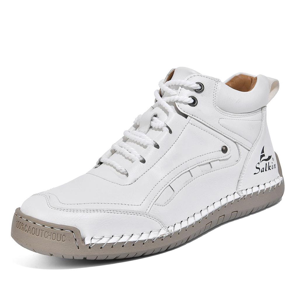 New Men's Fashionable Large-Size Leather Martin Boots: Comfortable, Soft, Non-slip, Hand-stitched Outdoor Boots