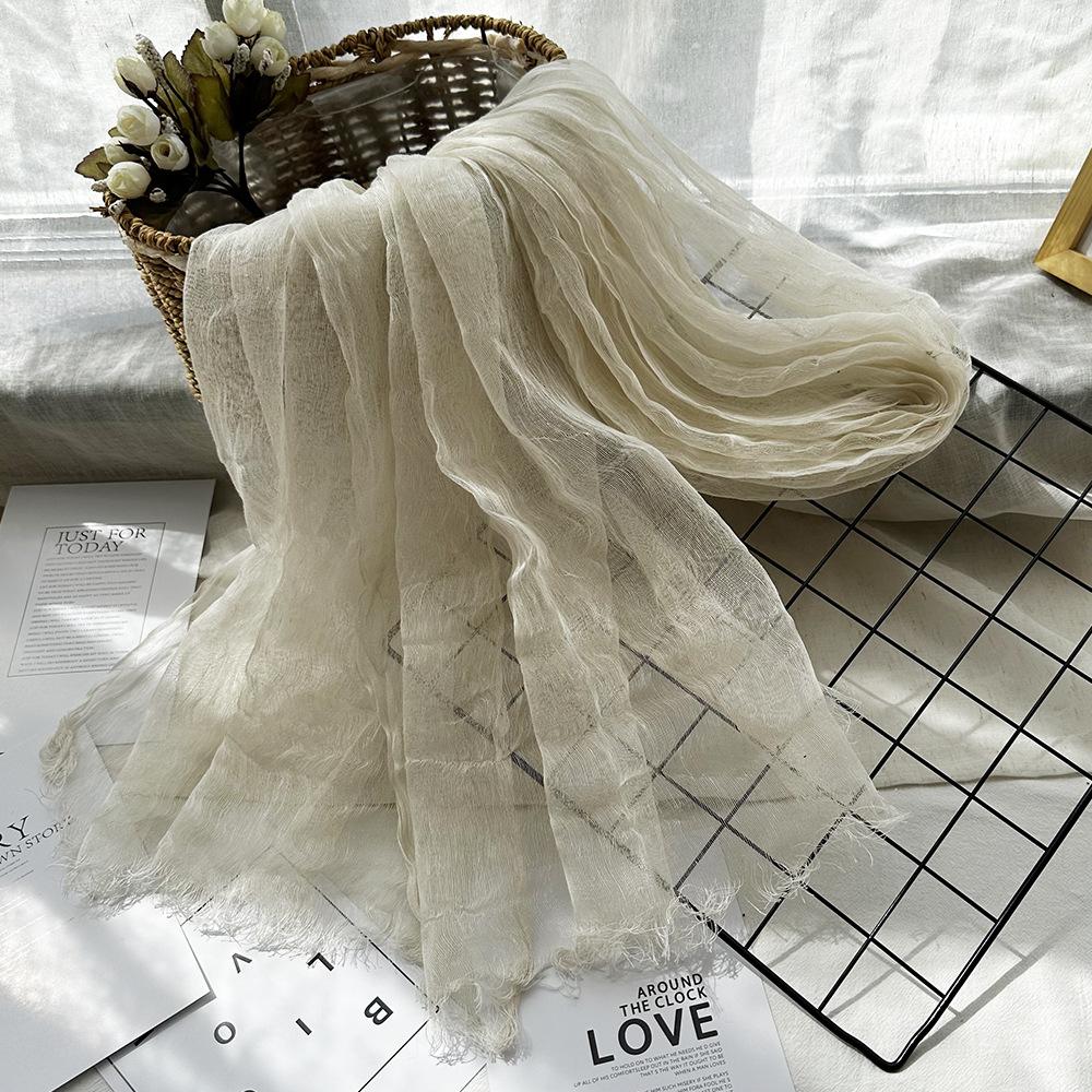 Women Light And Breathable Scarf Pure Linen Solid Scarf Neckwear Unisex Children Spring Autumn Winter Female Foulard Wrap