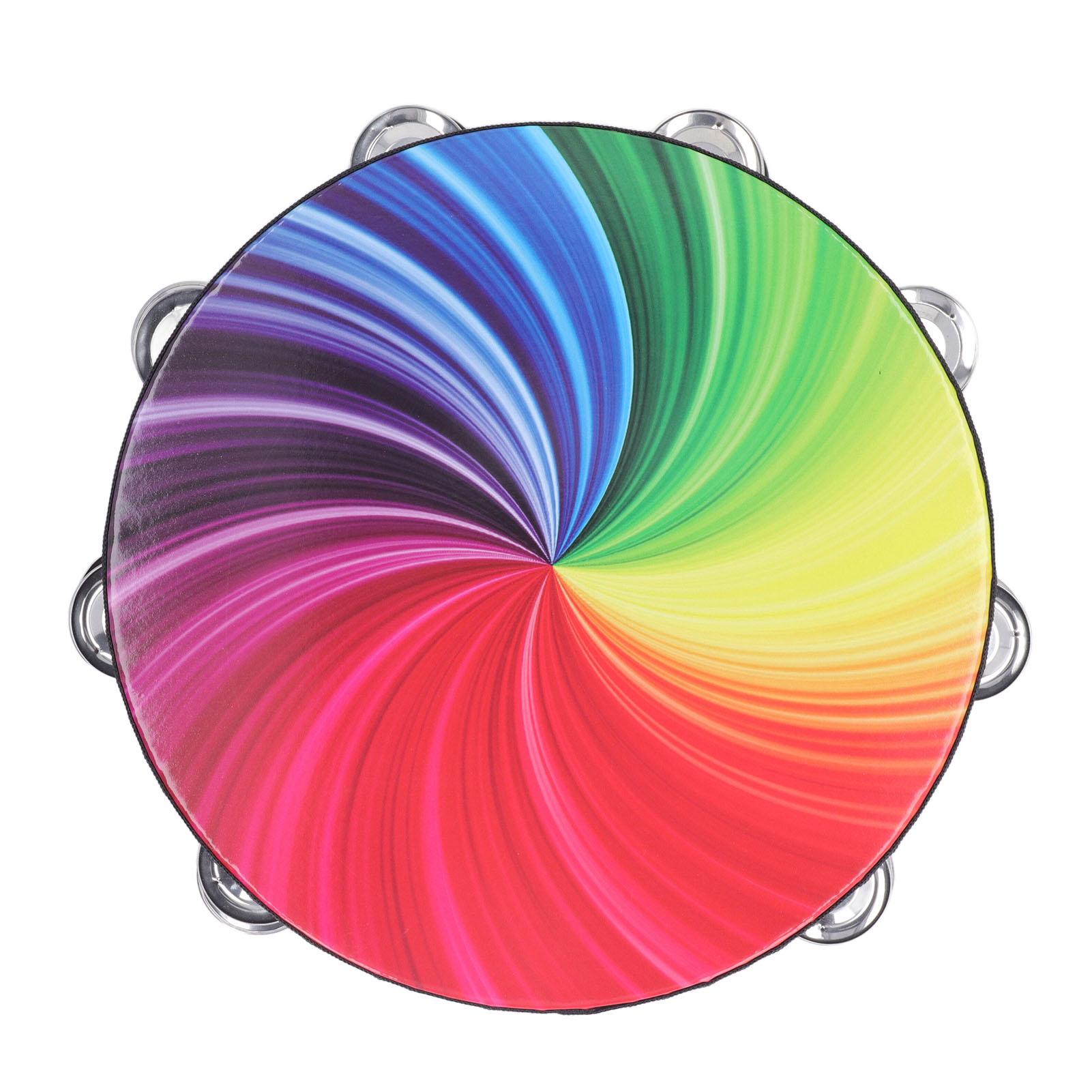 

Ручной тамбурин 10 дюймов двухслойный с бубенцами из цельного дерева и ПЭТ, красочный