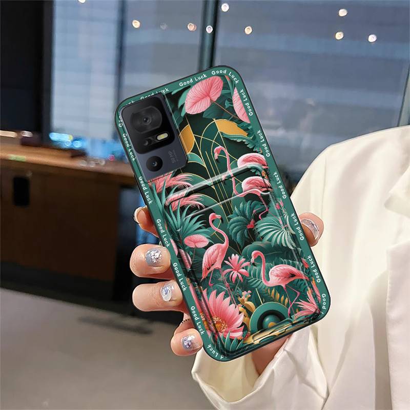 Card Slot Fashion Design Phone Case For TCL 40SE/T610K Full Wrap Back Cover Cartoon TPU Waterproof Soft Case Cover Cute