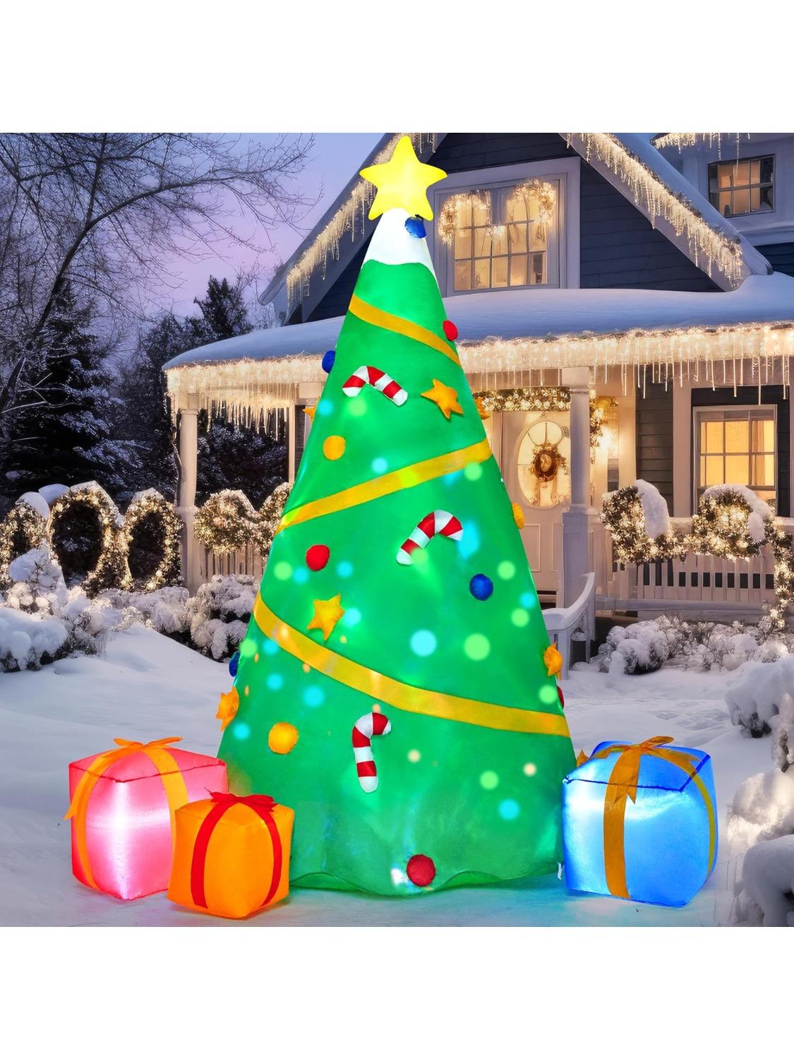

JOYFY 8 футов Рождественская елка Надувное украшение С подсветкой Гигантская рождественская елка со встроенной проекцией для декора рождественской вечеринки