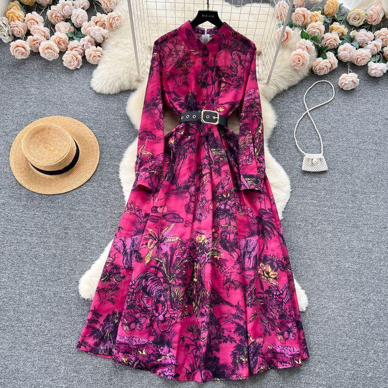 Mild Luxury Retro Atmosphere Temperament Printed Dress