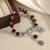 New Red Bead Fortune Cat Bracelet for Women, New Chinese Style Niche Design, Vintage High-End Versatile Lucky Bag Jewelry