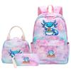 3Pcs Axolotl Backpack for Girls Teen, School Bag with Lunch Box & Pencil Case, Kids Student Daypack, Mochila Back To School Gift