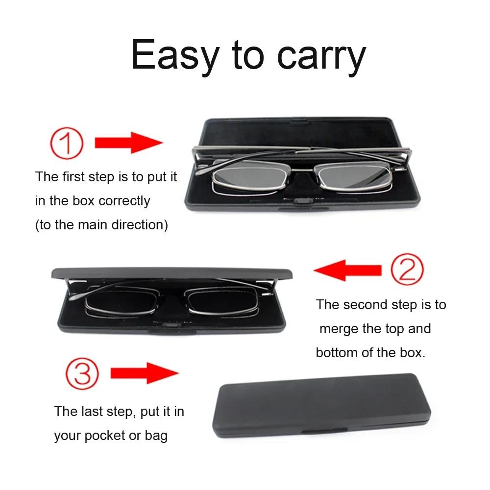 Reading Glasses for Men Presbyopic Glasses Women Metallic with Folding Portable Rectangle Metal Case High Quality with Case