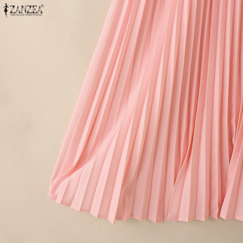 ZANZEA Rochie Casual de Vară cu Mânecă Scurtă și Decolteu în V pentru Femei