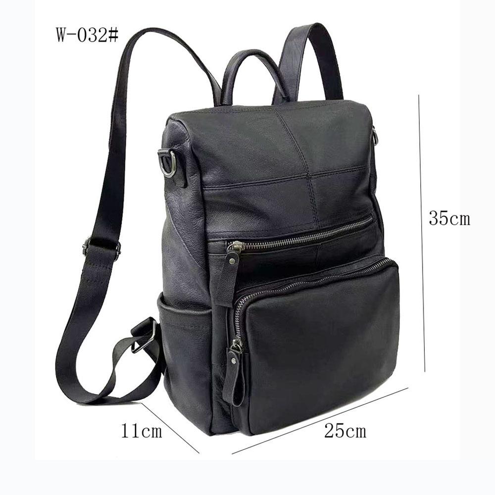 Leather Backpack Black First Layer Cowhide Women'S Backpack Trendy Versatile Soft Leather Women'S Bag